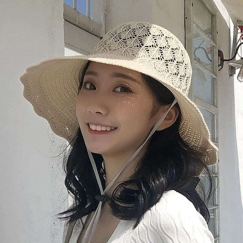 Women Anti-UV Wide Brim Visor Hat Foldable Easy To Carry Travel Caps Fashion Beach Summer Sun Protection Hats 2022 Adult Hat