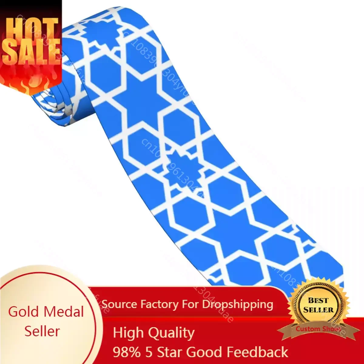 Israel Geometric Texture Tie For Men Women Necktie Tie Clothing Accessories