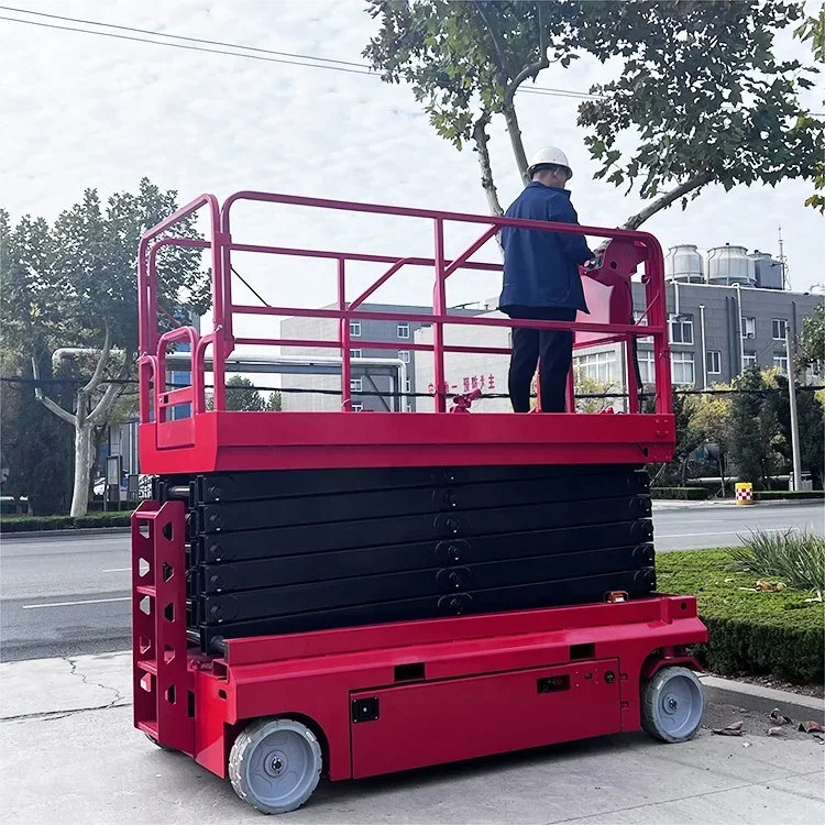 Garfo de tesoura de esteira, plataforma de elevação auto-hidráulica completa, tesoura de trabalho em alta altitude, plataformas de trabalho para carro