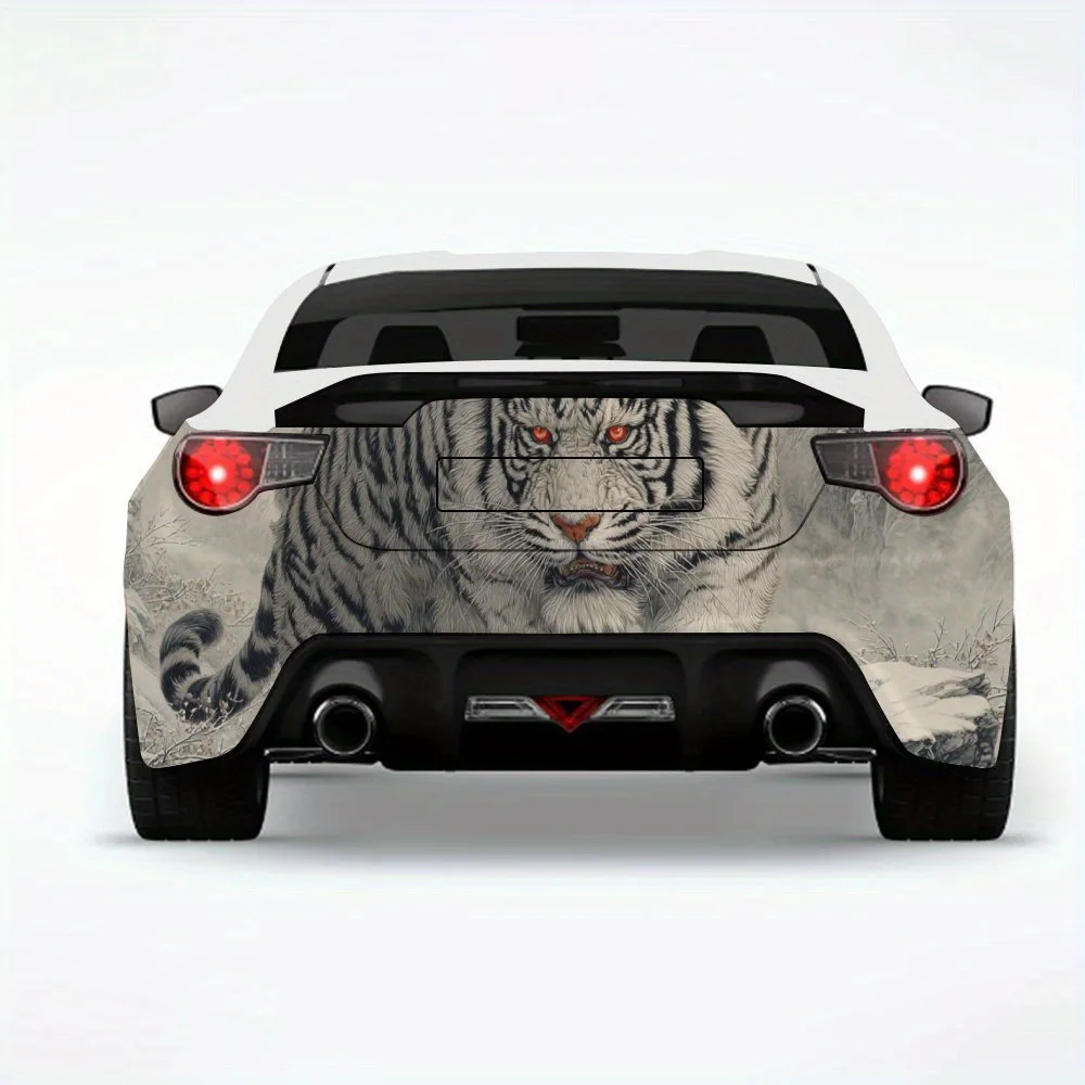 

Fierce Tiger on Snowy Mountain Car Sticker,Vinyl Decal for Car Rear, Waterproof Self-Adhesive Vinyl Stickers for Vehicle Tail an