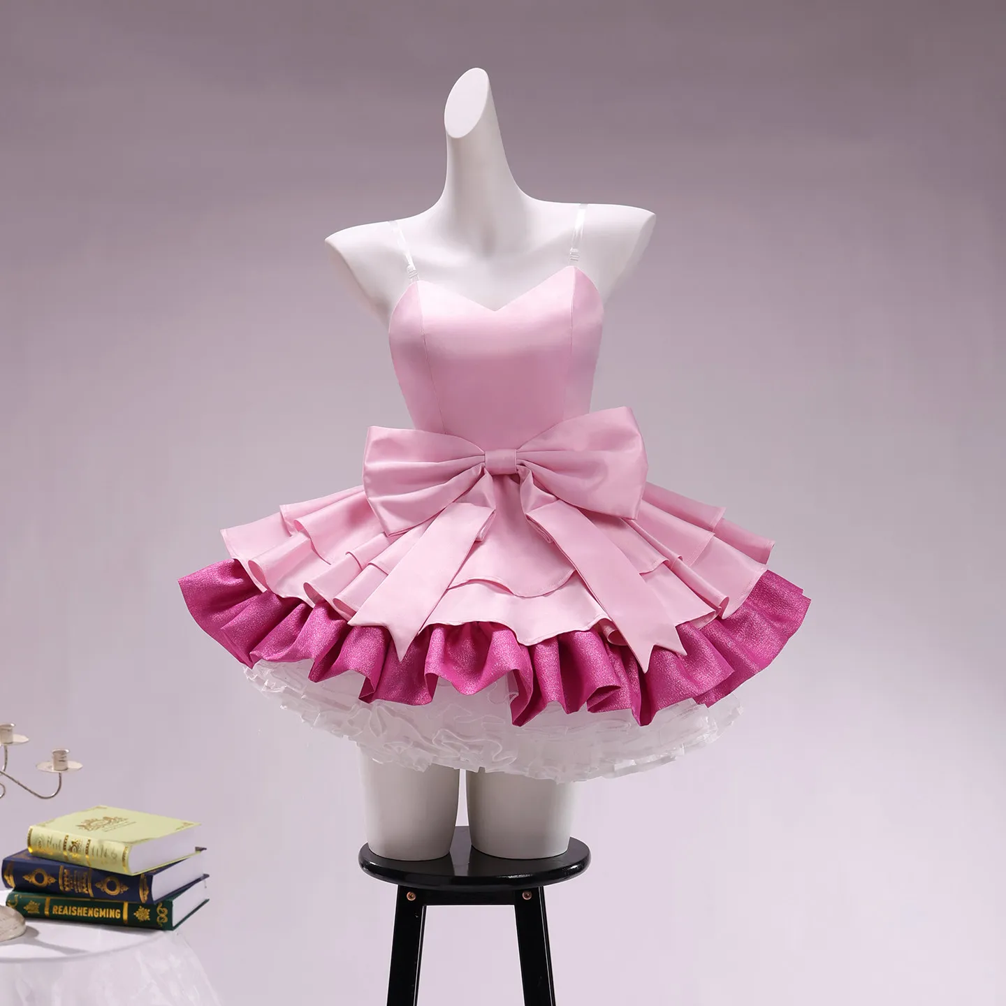 Mizi SUA Cosplay Costume Anime Alien Stage Women Cute Pink Big Bow Glitter Ruffle Dress Cute ZOMST Zombie Stage Cosplay S-2XL - view 2