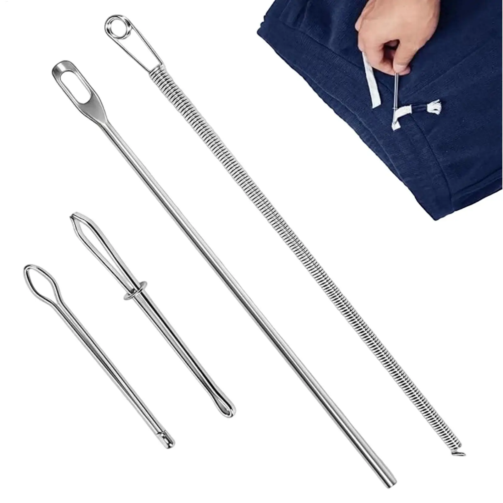 Flexible Drawstring Threading Tool Metal Flexible Spring Draw String Puller Elastic Strap Clip Waistband Thread Puller Clips
