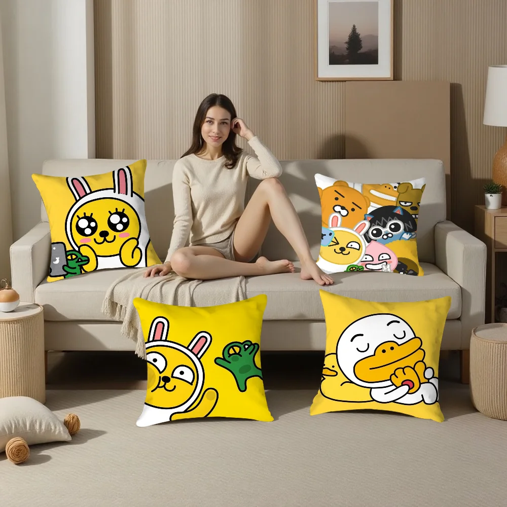 C-Choonsik Kakao Kakaotalk Pillow Case Plush Fabric Soft Pillowcase Double Sided Print Sofa Cushion Cover Throw Pillow Cover