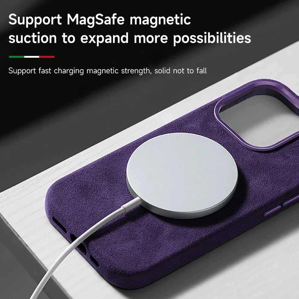 Luxury Magnetic Leather Case for IPhone 15 Pro Max 14 13 Pro 12 Luxury Supercar Suede Fundas for Iphone 15pro Magsafe Charging