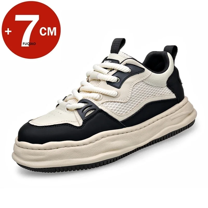 

Cow Leather 7CM Men Elevator Sneakers Platform Lift Sports Fashion Lightweight Comfortable Breathable Height Increasing Shoes