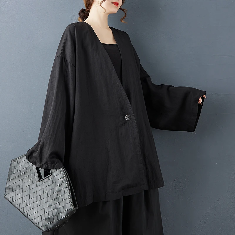 Oversized vintage black jackets for women causal loose spring autumn Jacket Coat 2025 Clothes Outerwear