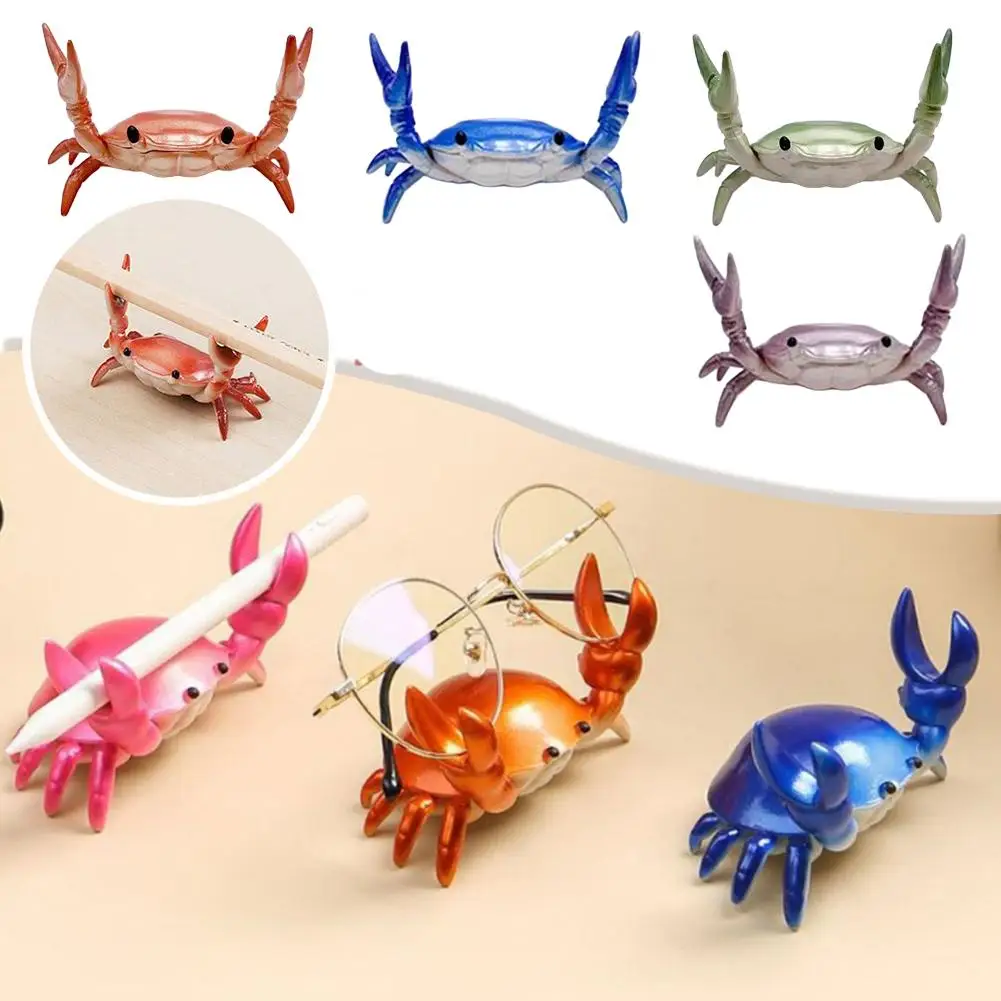 Funny Crab Desktop Pen Holder Creative Cute Crab Pen Holder Weightlifting Crabs Penholder Bracket Storage Rack Stationery