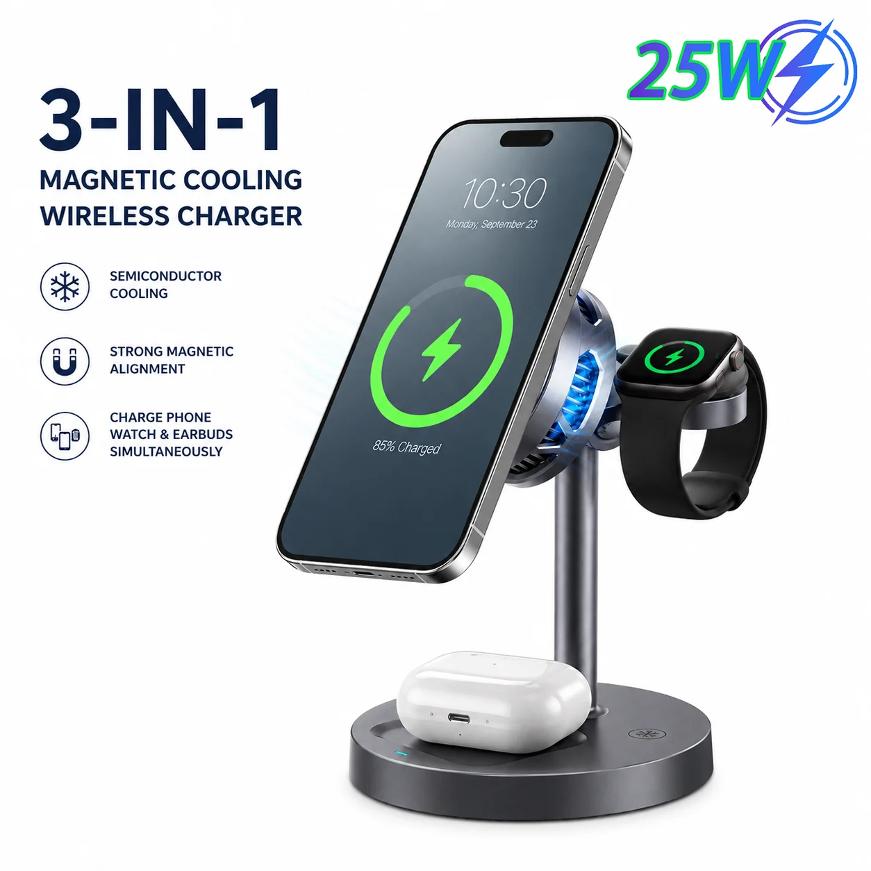 qi2-25w-magnetic-wireless-charger-semiconductor-cooling-air-cooling-for-iphone-17-16-15-14-13-apple-watch-airpods-fast-charging