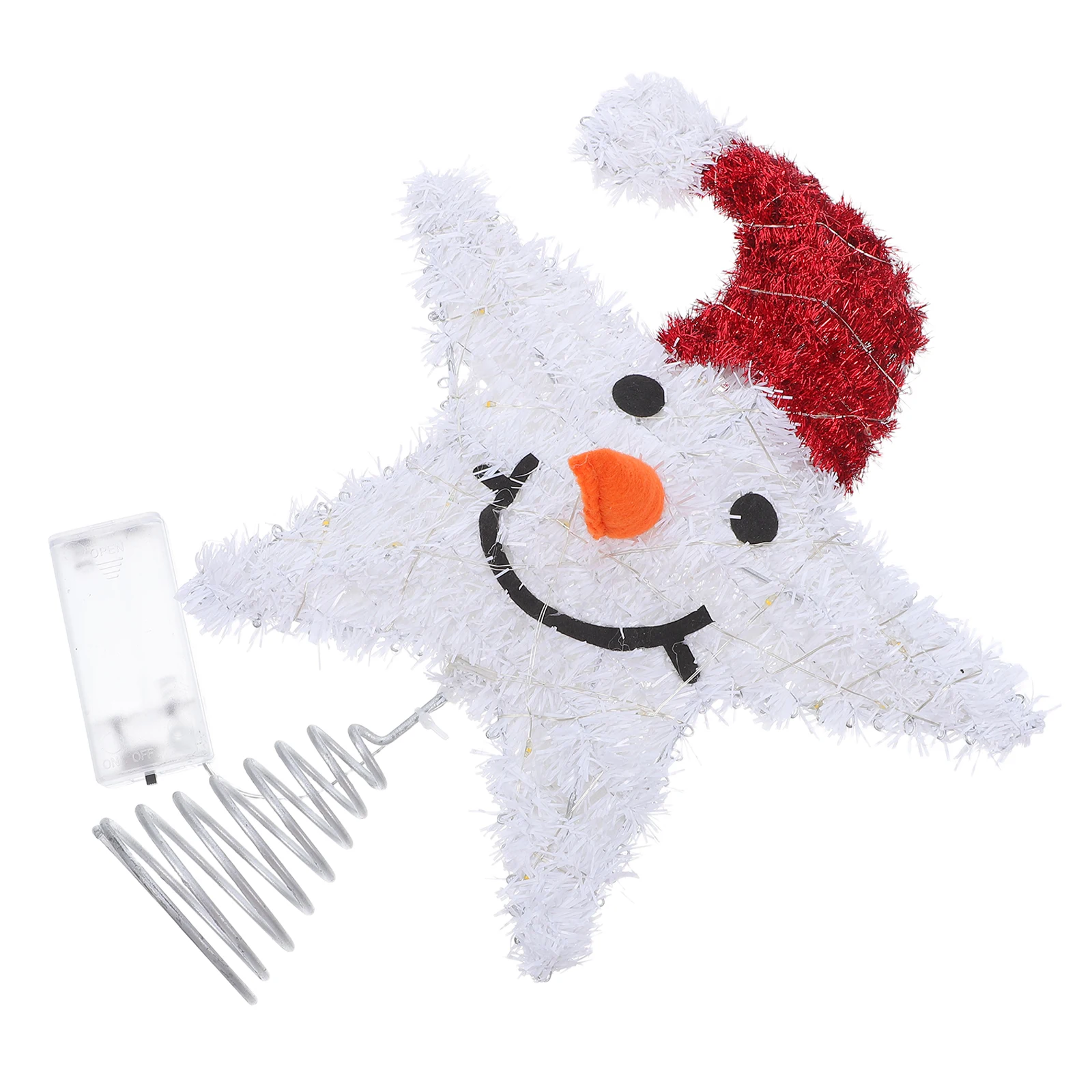 

Christmas Tree Top Star Snowman Glowing Lighted Metal Sparkling Sturdy Topper Holiday Party Bedroom Garden