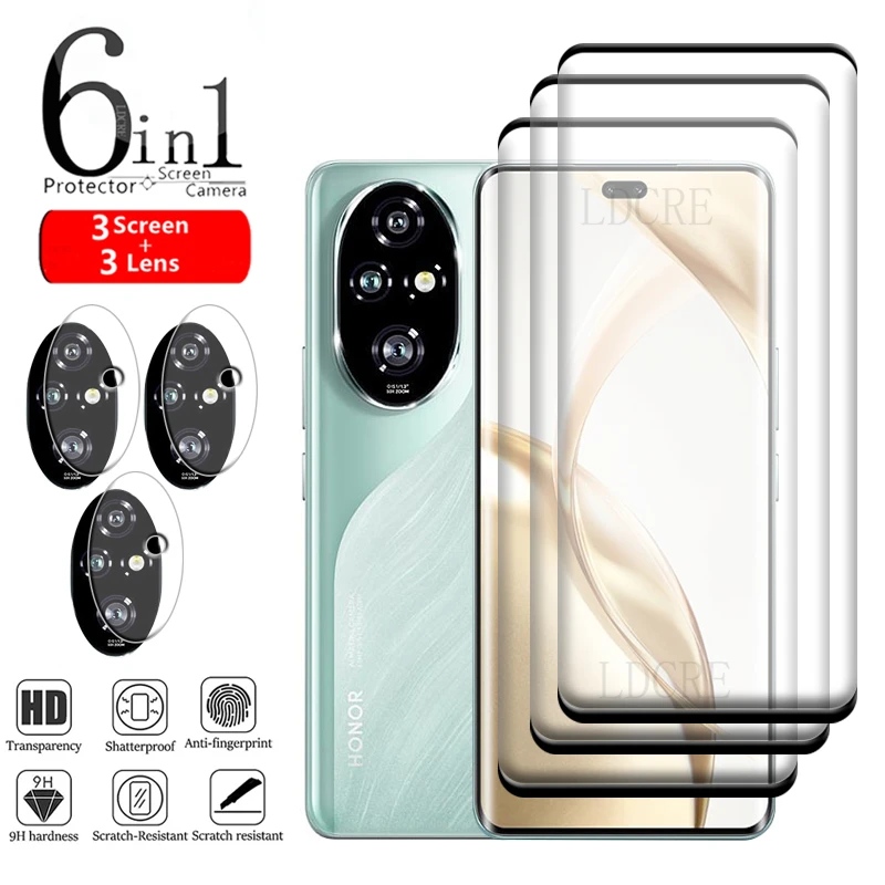 6-in-1 For Honor 200 Pro Glass For Honor 200 Pro Glass Protective Curved HD 9H Screen Protector Huawei Honor 200 Pro Lens Glass