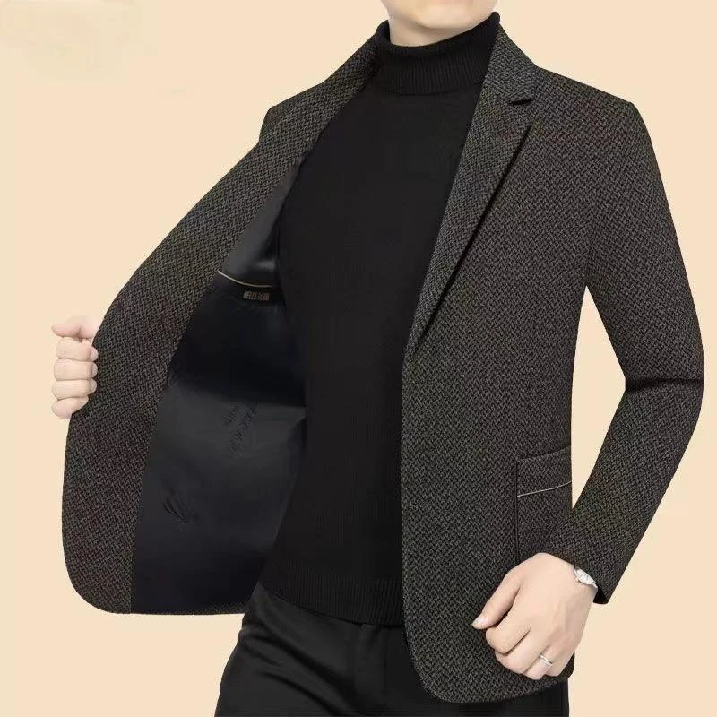 

2026 Blazer's New Men's Fashionable Casual Business Wedding Banquet Hosting Dress Showcases A High-end Middle-aged Look Blazer