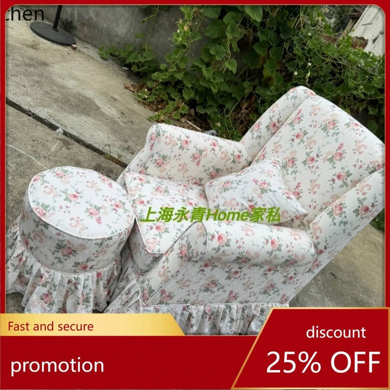 ZML Einzelstuhl mit kleinem Blumenmuster, Einzelstuhl mit lässiger Armlehne und hoher Rückenlehne, Wohnzimmer-Sofa