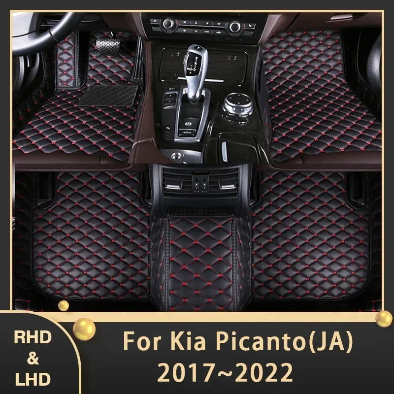 Car Floor Mats For Kia Picanto Morning Grand Eko Taxi JA 2017~2022 Custom Auto Foot Pads Leather Carpet Interior Accessories