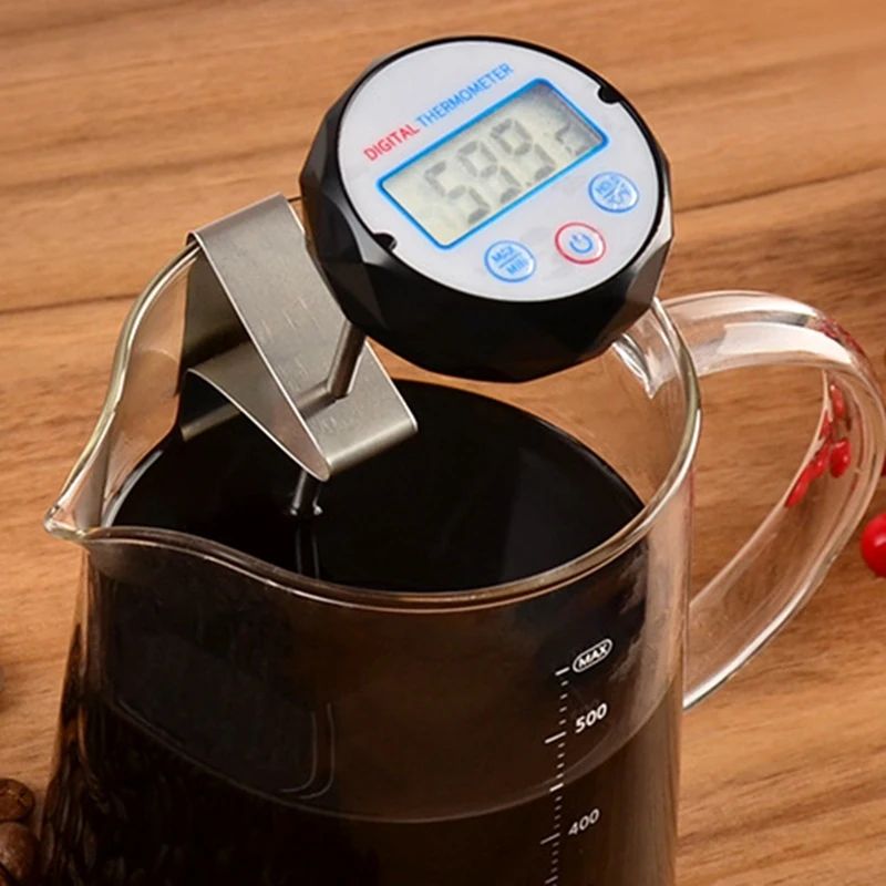 Termómetro de acero inoxidable para café expreso, para controlar la temperatura cuando espumar leche, para cocina, barbacoa, comida, carne, pavo, leche-A22G
