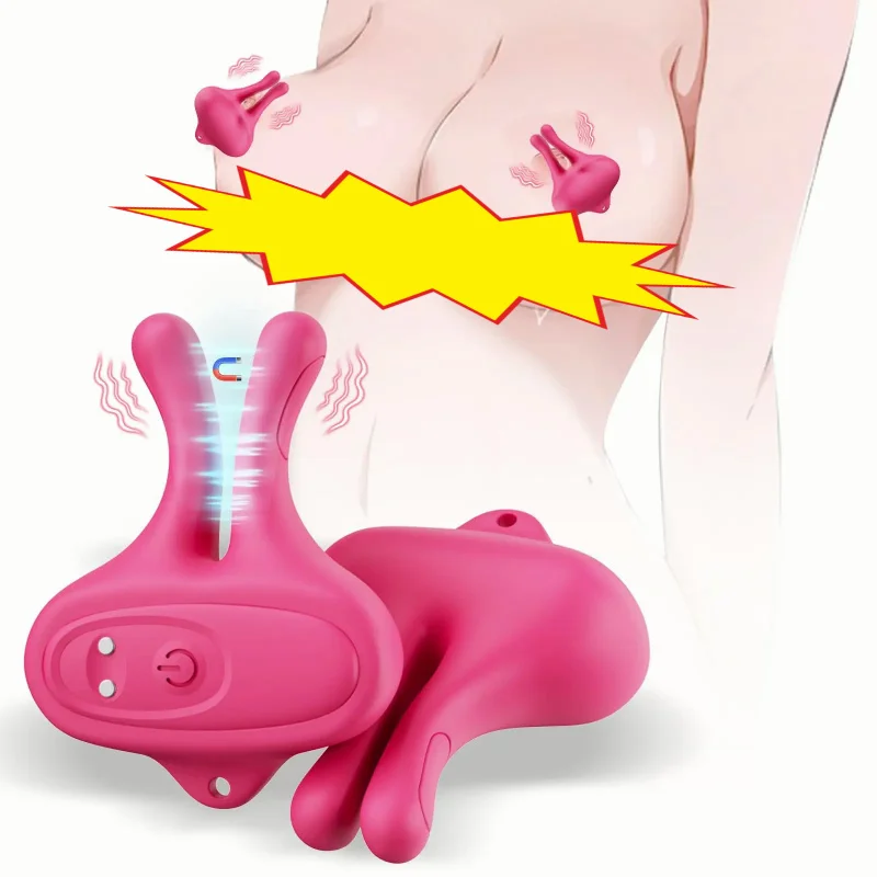 Abrazaderas vibratorias de placer para parejas, vibrador con 9 modos de vibración, estimulación magnética del pezón, Juguetes sexuales para adultos BDSM para mujeres
