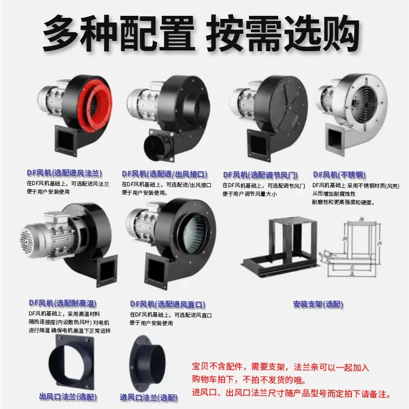 Recycling Machine 2026 DF centrifugal fan smoke exhaust fan 220V blower 380V industrial equipment snail medium pressure smoke view 6