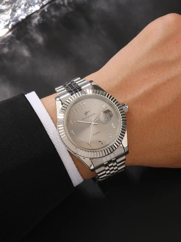 Imagen 2 del producto Reloj deportivo de cuarzo de acero inoxidable para hombre y mujer, Reloj de pulsera de lujo a la moda para negocios, cronógrafo, regalo de cumpleaños