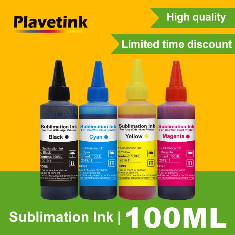 

Plavetink Sublimation Ink 4 Bottles Ink Refill For Epson Heat Transfer Press ET-2650 2700 2720 WF-2630 2750 2760 R200 R220 R300