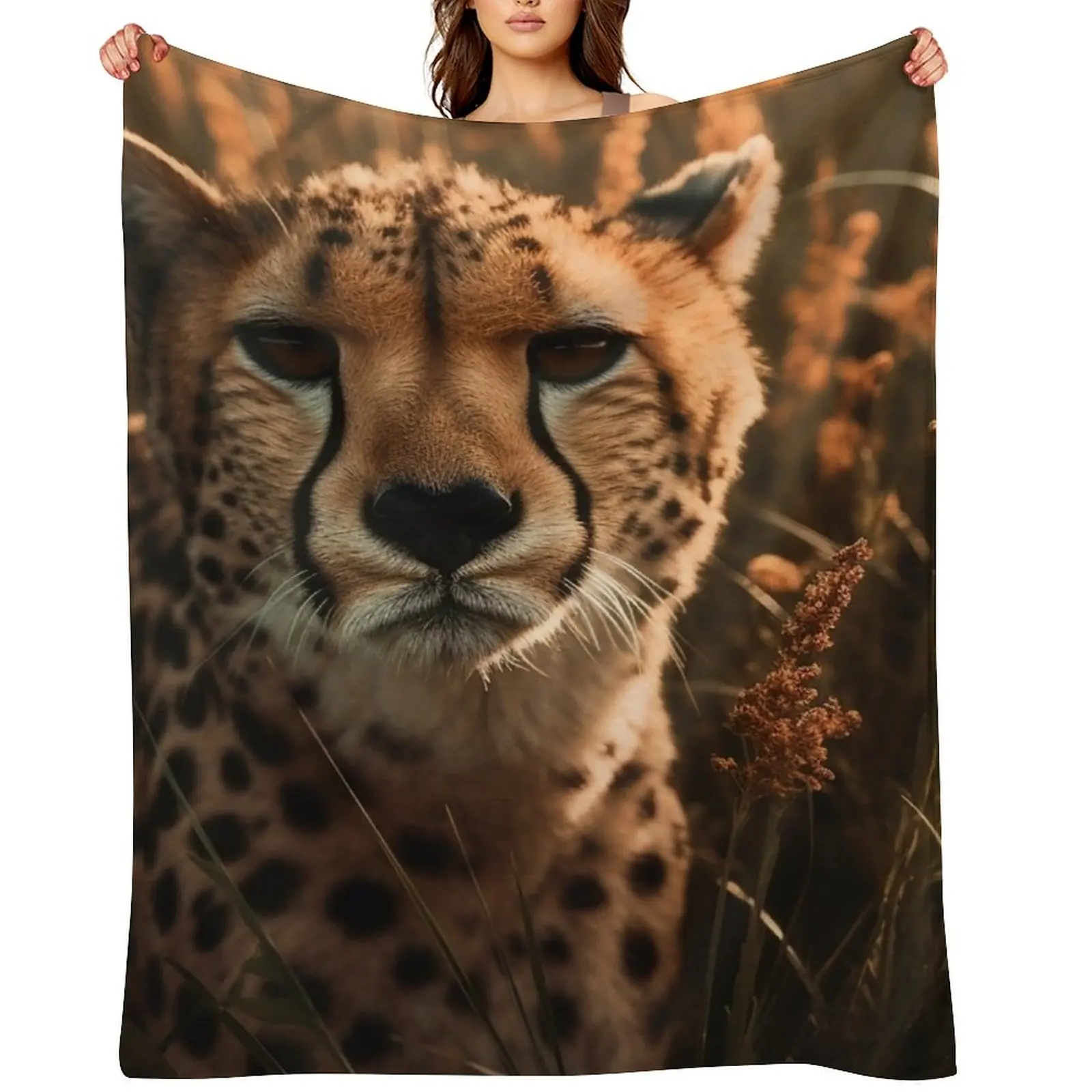 

Face of Cheetah Throw Blanket Luxury Designer Nap Picnic Bed covers Blankets