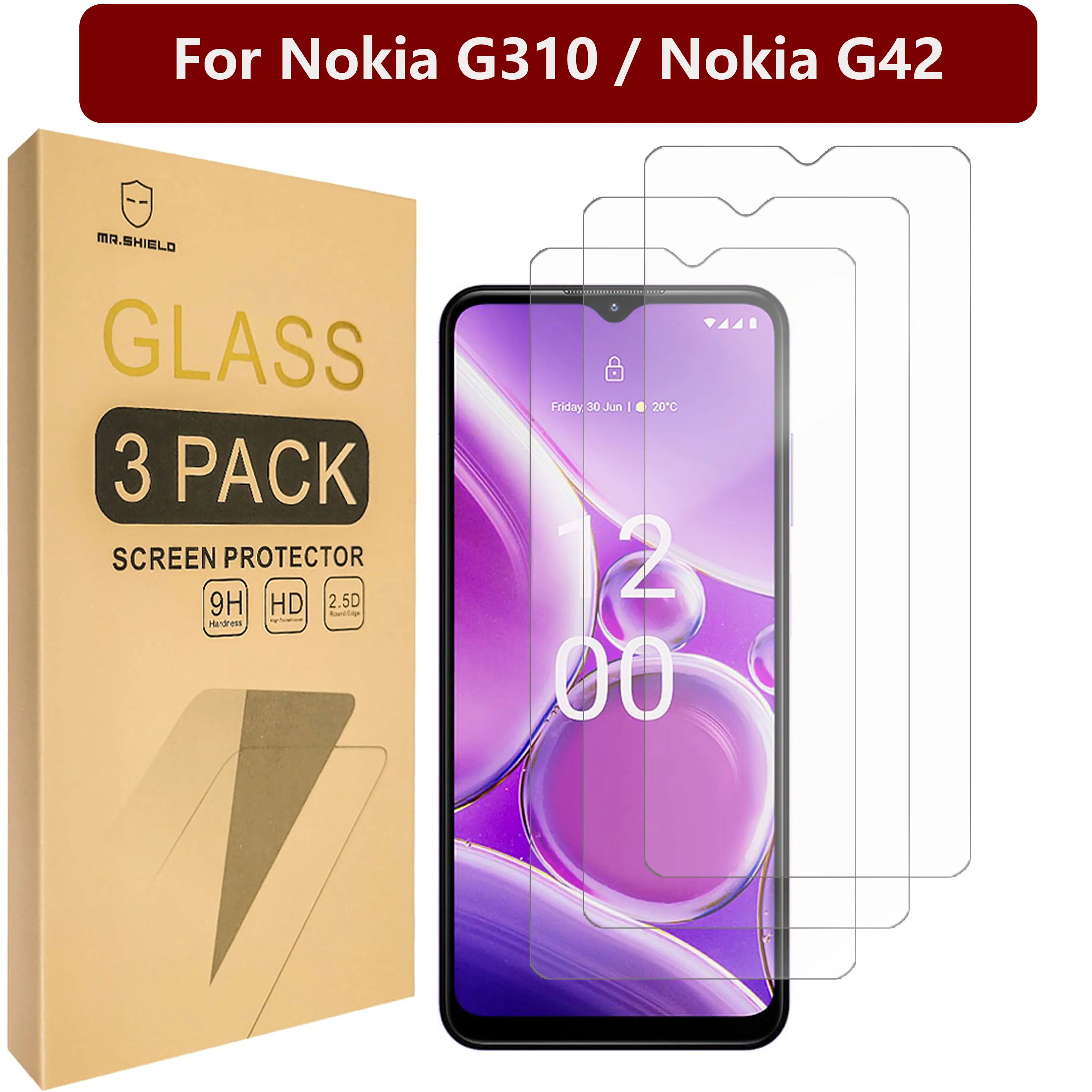 Mr.Shield Screen Protector compatible with Nokia G310 / Nokia G42 [Tempered Glass] [3-PACK] [Japan Glass with 9H Hardness]