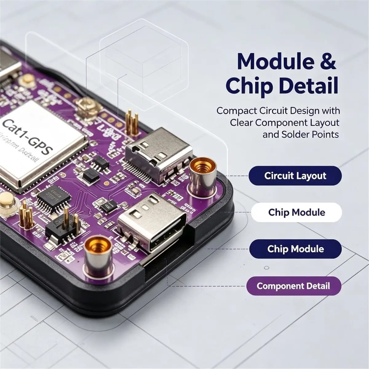 For Zero 4G CAT1 Expansion Board with USB Hub, /EU Bands, IoT Development Projects, Hub Expansion Board