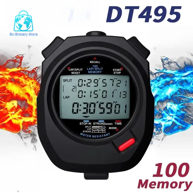 DT495D three rows of 100 memory stopwatch competition special coach referee waterproof