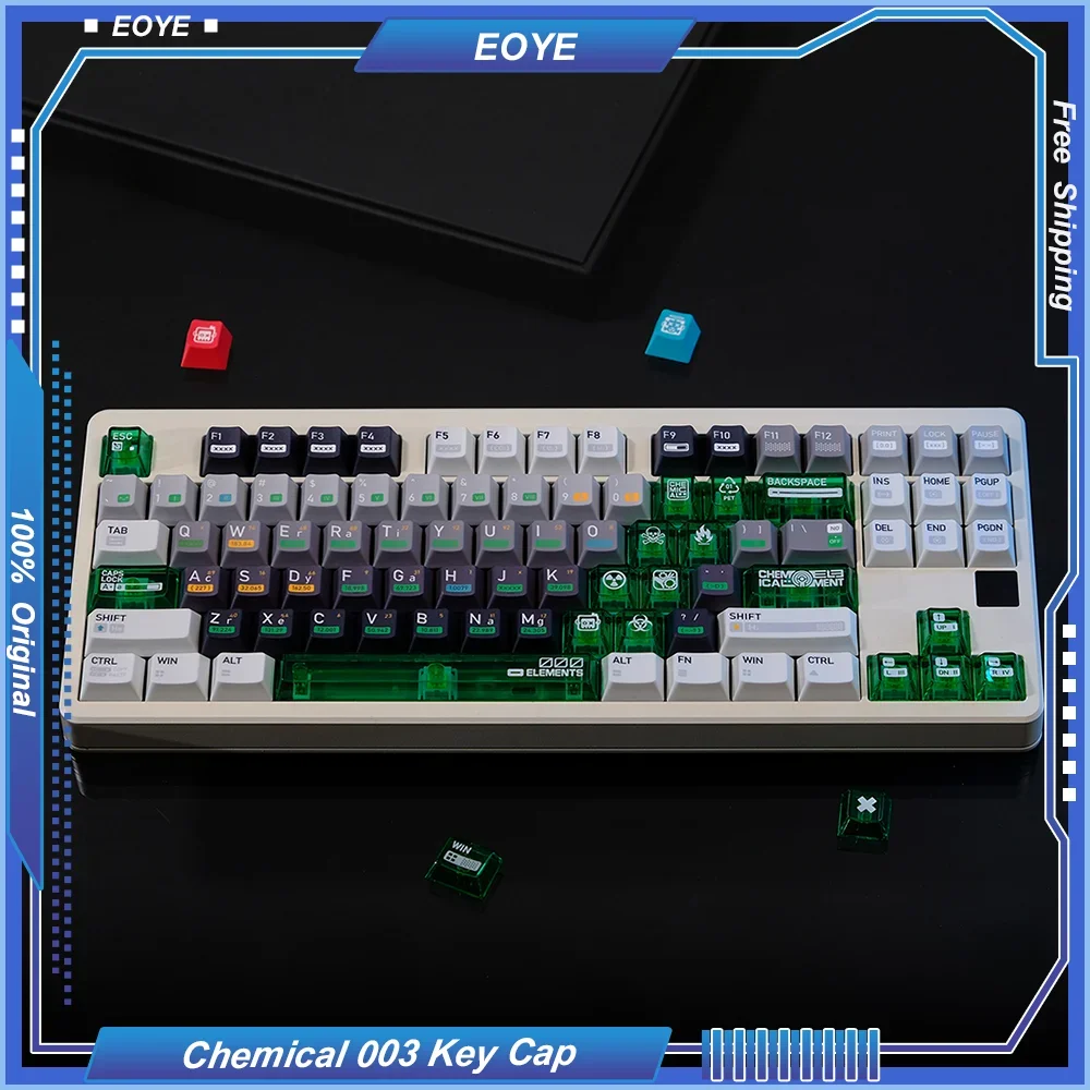 AIFEI Chemical 003 172 Keys Key Cap Original Profile PBT PC Thermal Sublimation Green Transparent for Customized Keyboard Parts