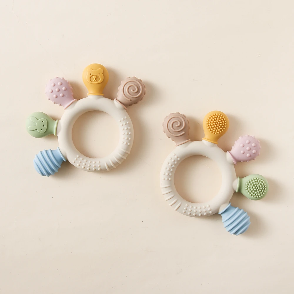 Cartoon Baby Teether Safe Silicone Dental Care Accessories, Multiple Teething Points, Easy grip Baby Toys, Shape Color Learning
