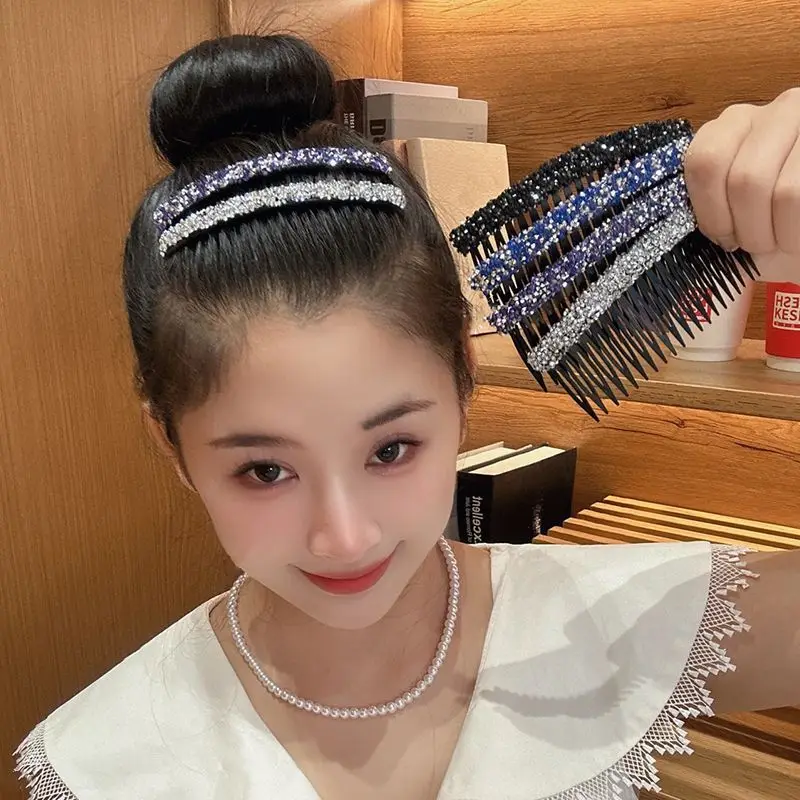 New Hair Combs Plastic Hairpin Elegant Women Fashion Rhinestone Hair Clips Particle French Twist Combs Girls Hair Accessories
