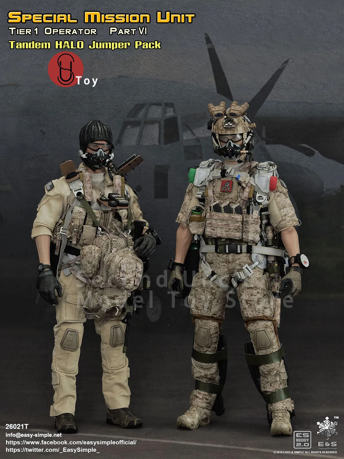 

Easy&Simple ES 26021 1/6 SMU Tier-1 Operator Part VI Tandem HALO Jumper Pack Two person figurine Action Figure Model Toys