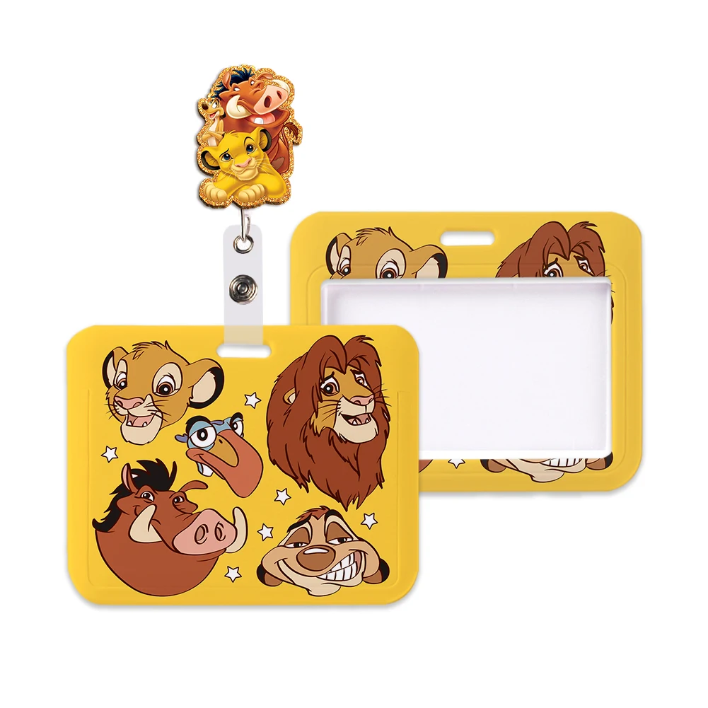 Venta caliente Disney el Rey León Simba cubierta de tarjeta Horizontal titular de la insignia de dibujos animados correa para el cuello cordón tarjeta de identificación estudiantes colgar cuerda