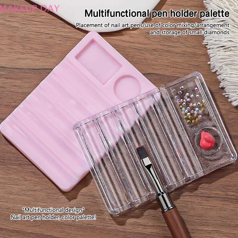 Nail Brush Rack Shelf Painting Pen Rest Holder UV Gel Brush Holder Color Palette Display Multifunctional Manicure Tool