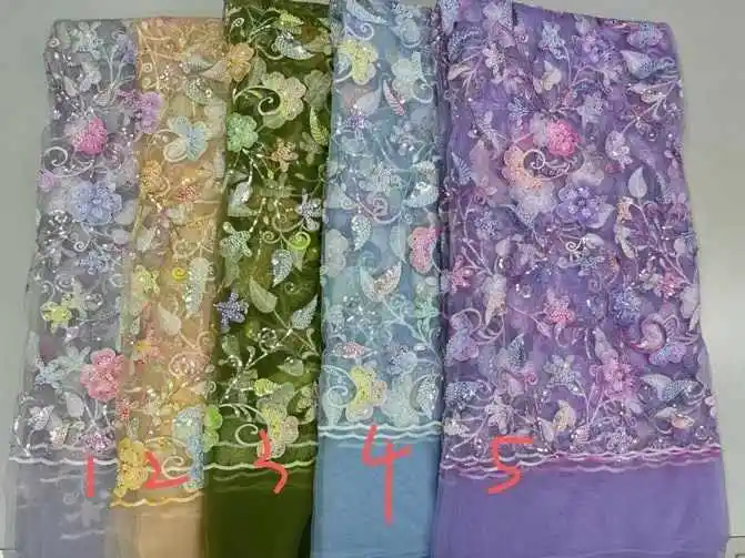 2025 telas de encaje con cuentas de lentejuelas africanas, bordado de secuencia de alta calidad, tela de encaje nigeriano de tul francés para costura de boda