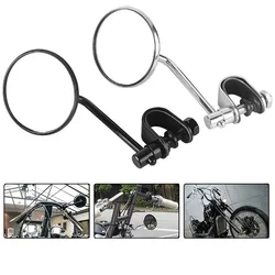 Motorcycle Handlebar Rear View Mirrors Round Convex Clip-On Retro for Harley SR400 Chopper Cruiser Cafe Racer