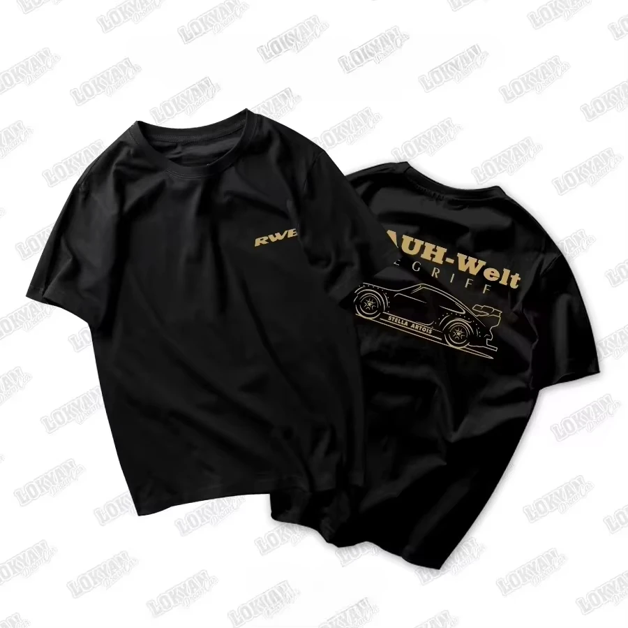 2026 New  Casual Japanese Classic JDM POten Clean RWB Printed Short Sleeve Motorcycle Graphic Breathable Casual T-shirt