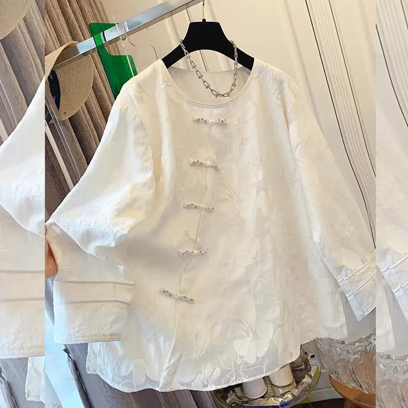 

Extra Large 300 Pou New Chinese Sle National Sle Button Long Sve irt Men's Spring Autumn New High Sense Upper Clo...