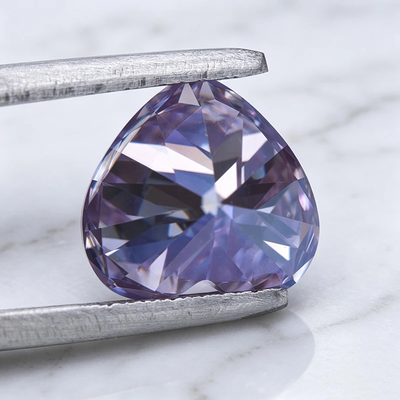 Moissanit-Stein Hellvioletter Herzschliff-Edelstein für Ring-, Halsketten- und Ohrringherstellung, Besteht Diamanttester mit Zertifikat – Detail 6