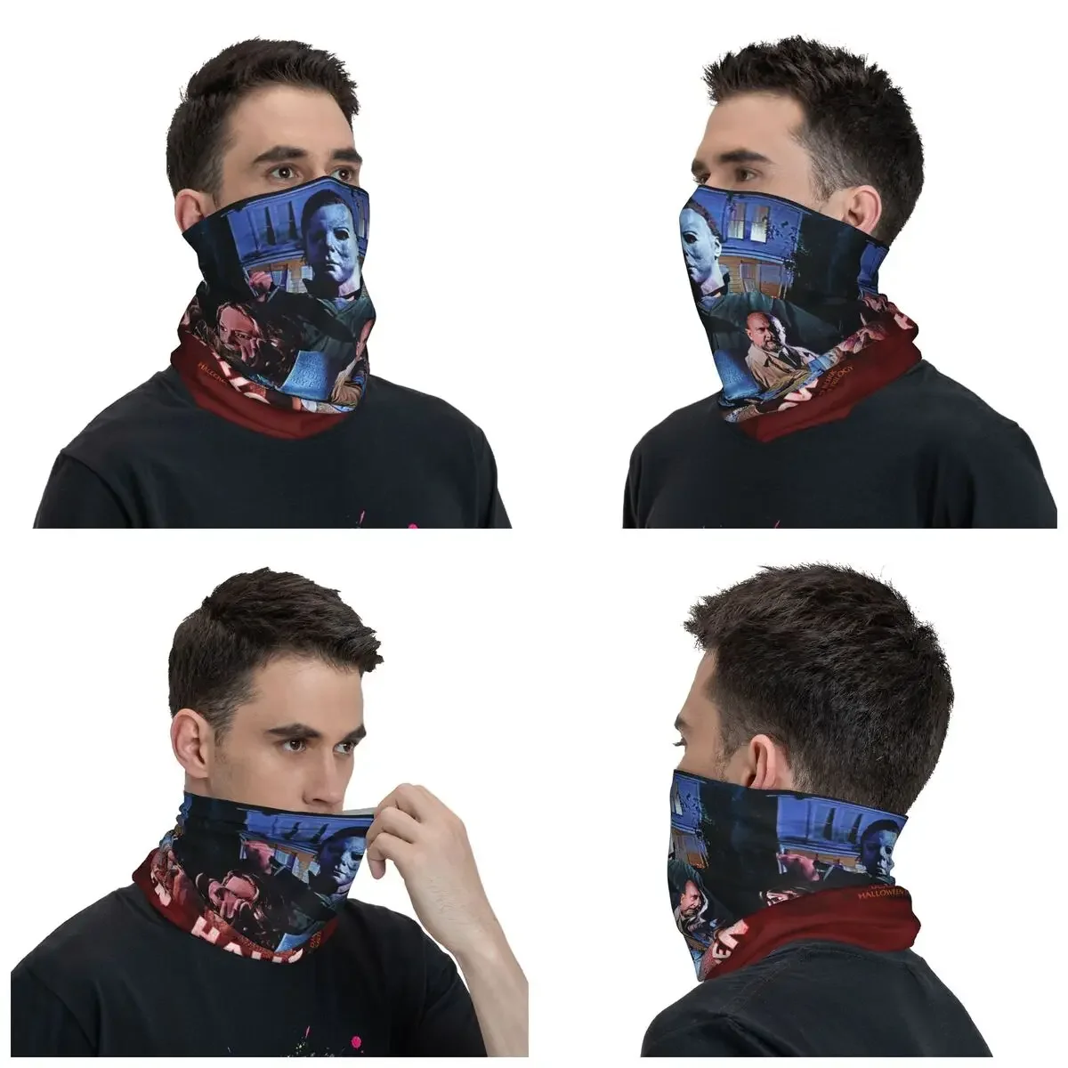 Horror Movie Character Winter Headband Neck Warmer Women Hiking Camping Tube Scarf Halloween Michael Myers Face Bandana Gaiter