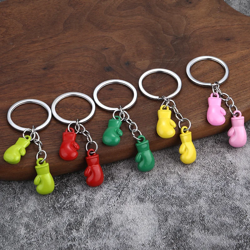 Creative 3D Fitness Boxing Gloves Keychain Personality Metal Fighting Keyring for Men Car Key Holder Bag Pendant Sport Club Gift