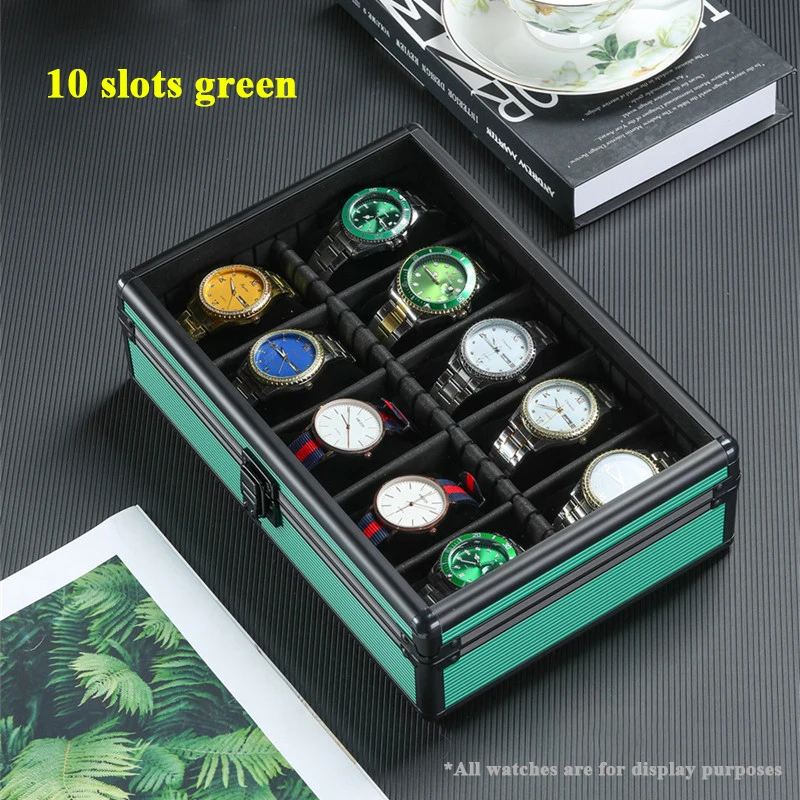 10 Slots Multi Specification Watch Storage Box Aluminum Alloy Suitcase Case Internal Baffle Removable Display Box