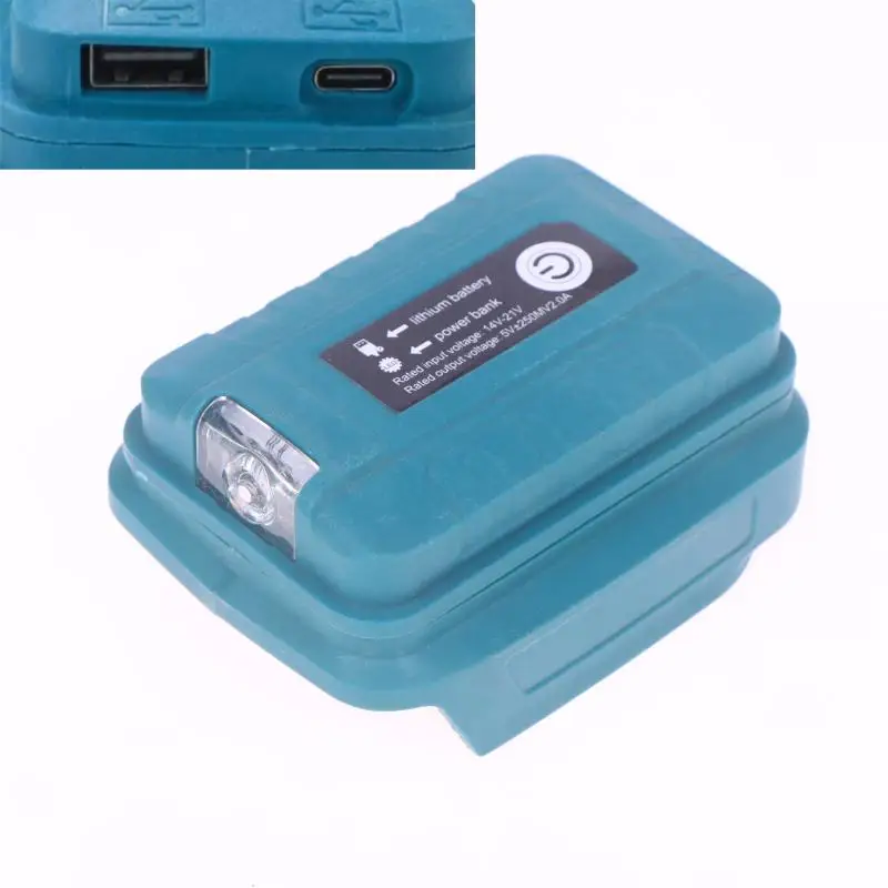 Цельный портативный адаптер для BL1830 BL1430 BL1850 14,4 В/18 В литий-ионный аккумулятор USB + преобразователь Type-c со светодиодной подсветкой