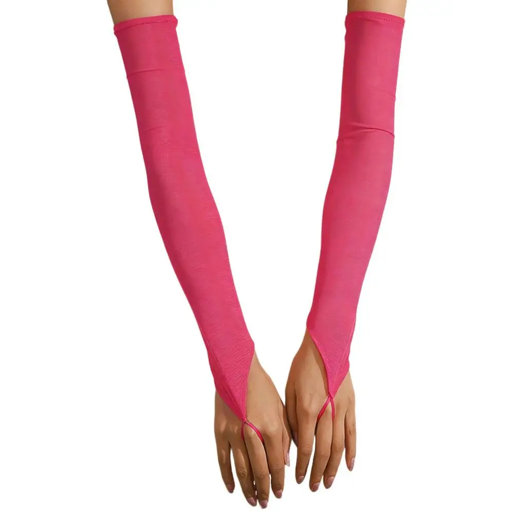 50cm Fashion Stretchy Women Gloves Solid Retro Cosplay Hook Finger Gloves Sun Protection Stage Performance Party Gloves Wedding
