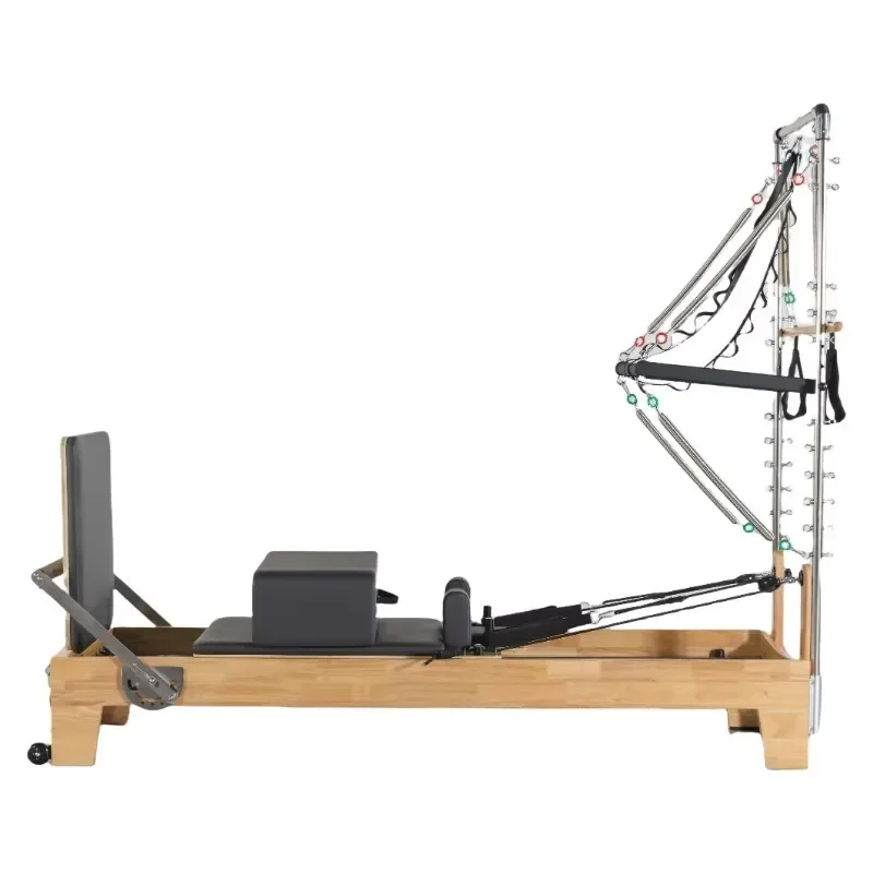 

XMSJ Wholesale Home Studio-Use High-End Pilates To Boost Strength And Flexibility Rubber Wood Reformer Bed With Tower Half Trap