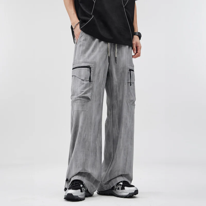 Fashion Tie Dye Cargo Pants Man Spring Summer Multi-pockects Vintage Loose Trousers Casual Working Outdoors Straight Pants