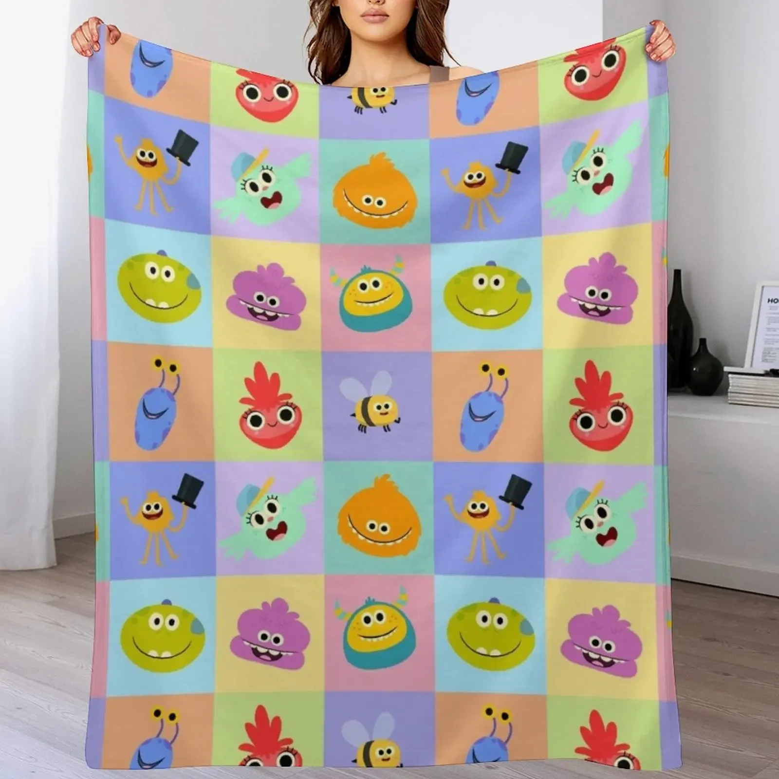 

Rhymington Square Pattern 01 Throw Blanket Shaggy Furry Soft Blanket for Bedroom Living Room