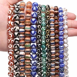 Natural Dzi Tibetan Beads  Prayer Mystical Ancient Round Agate Beads for Jewelry Making DIY Vintage Bracelet Accessories 6/8/10m