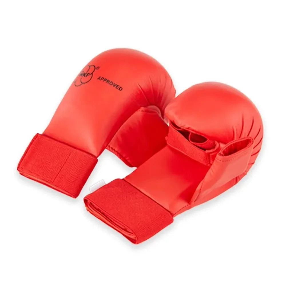 

Half Finger Karate Gloves Practice Training Thickened Boxing Gloves PU Leather Red Blue Karate Hand Guard Hand Protection