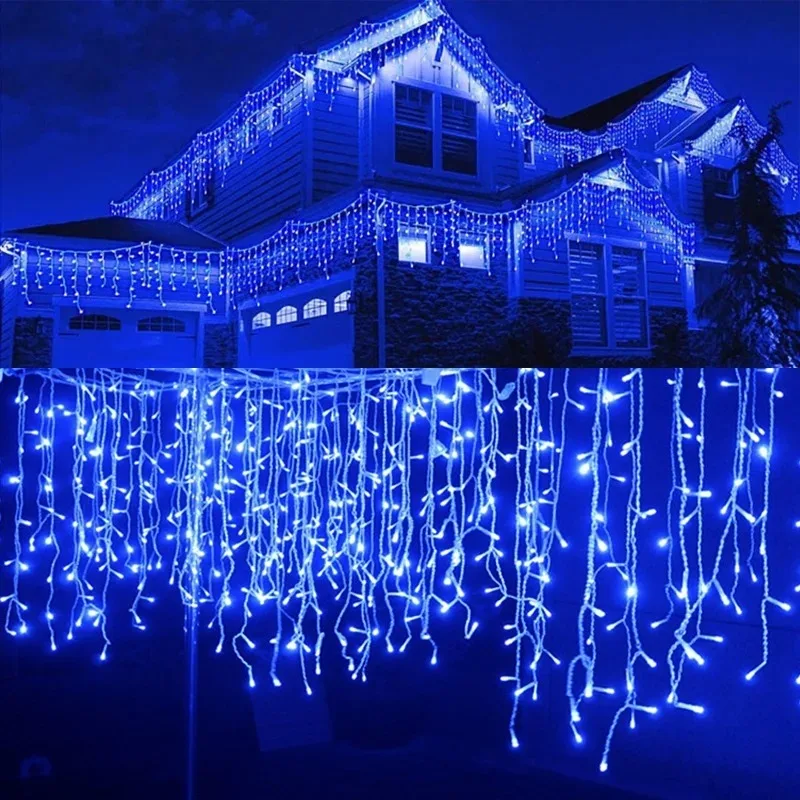 

5M Outdoor Waterproof Christmas Garland Curtain Lights String Lights Droop 0.4-0.6m Christmas Decoration Eaves Garden Lights