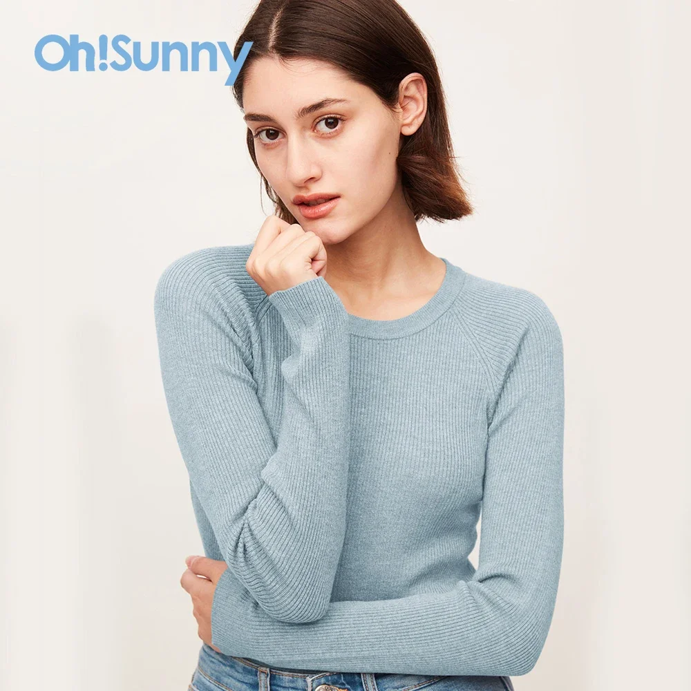 OhSunny Autumn Winter Warm Women Thermal Underwear Tops Viscose Nylon Wool Slim Corset O-Neck Long Sleeve Female Ladies Shirts