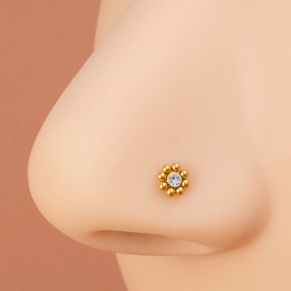 Piercing en Acier CZ Transparent pour Femme et Fille, Anneau de Narine, Bijoux, Cadeaux de Vacances, 1 Pièce, 20G